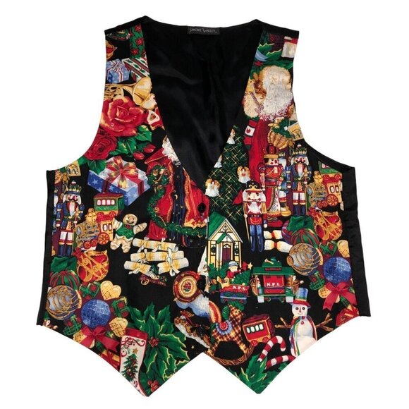 Christmas Vest M/L Nutcracker Gingerbread Holiday Festive Party Vintage Novelty - Picture 1 of 6